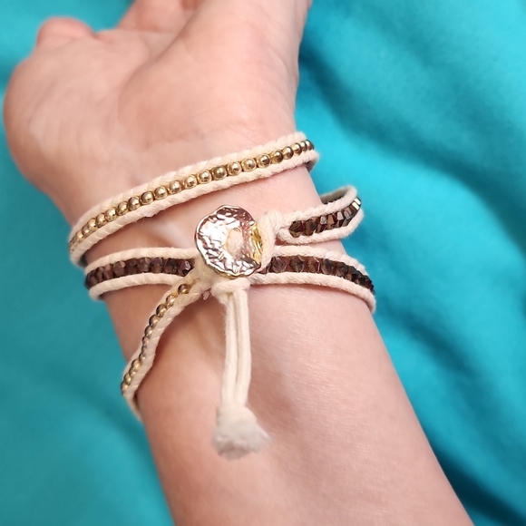 Handmade/Hand Crafted Bracelet/Necklace Cream/Gold/Bronze - Picture 2 of 8